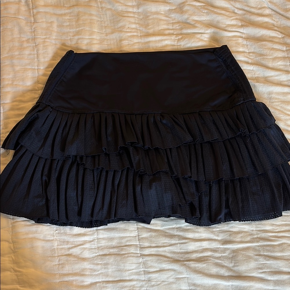 Navy Blue Ruffled Tennis Skirt — Lucky in Love + Bethanie Mattek-Sands